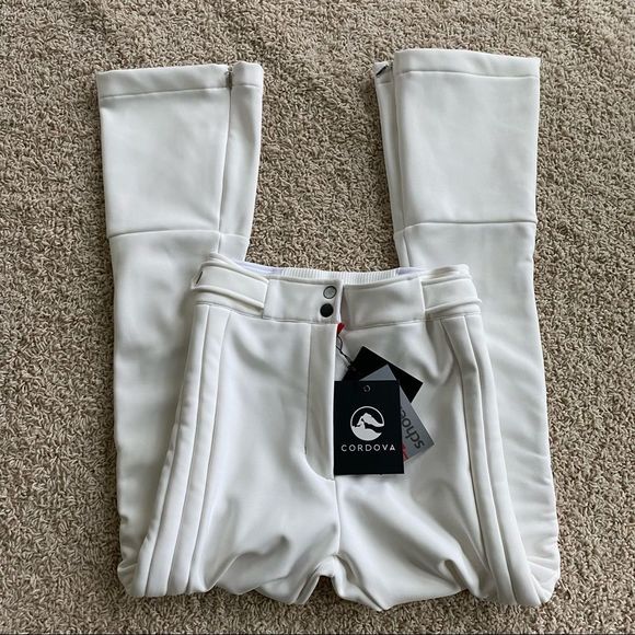 Cordova Women’s Ski Pants White Wildcat Flare waterproof size Petite NWT - Picture 1 of 9